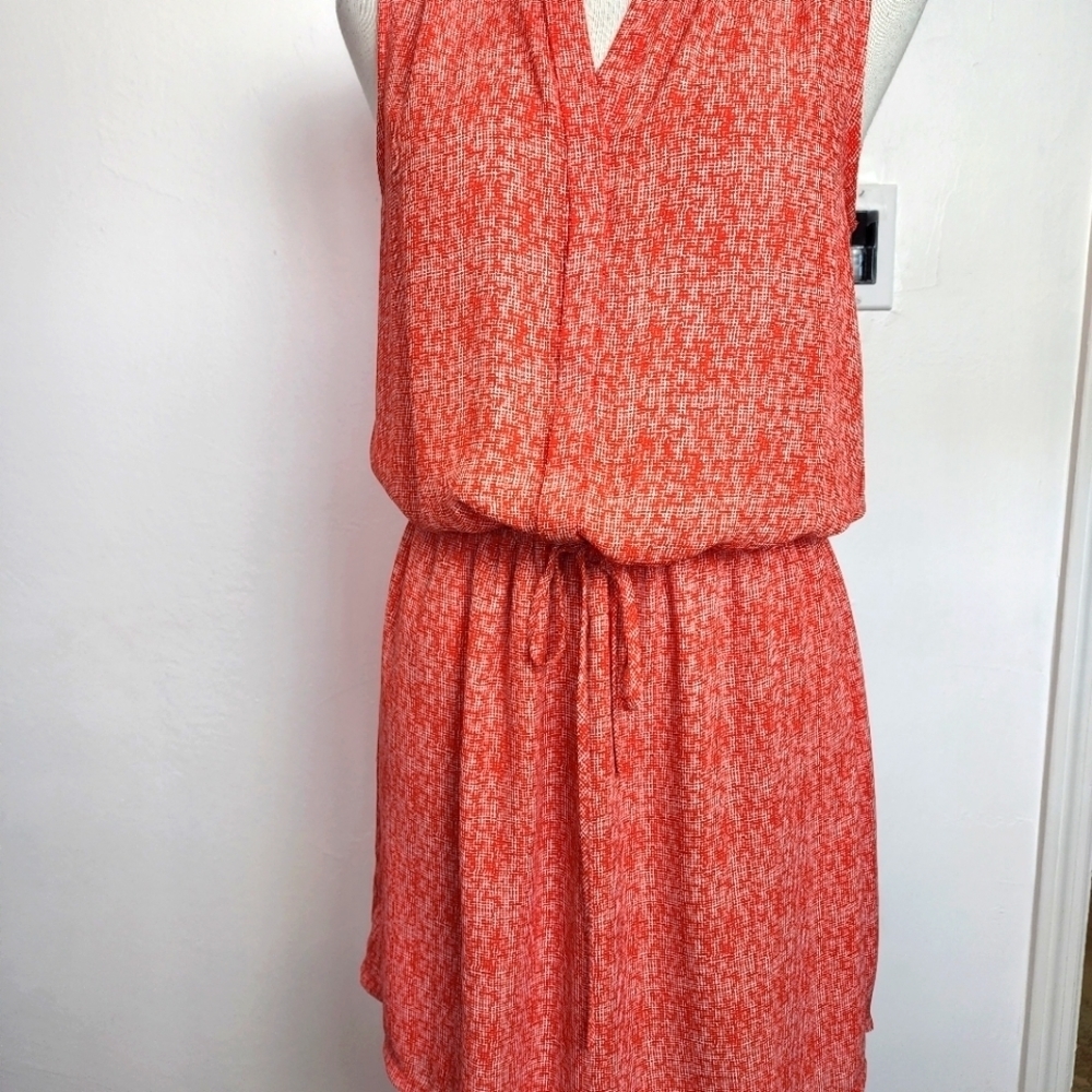 Hilary Radley Lined Tunic Drawstring Waist Orange Poppy Women's Dress Size 2